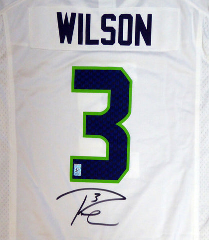 SEAHAWKS RUSSELL WILSON AUTOGRAPHED WHITE NIKE JERSEY SIZE L RW HOLO 105022