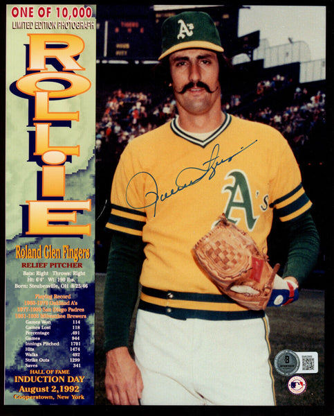 Rollie Fingers Signed Oakland Athletics 8x10 Photo LE Beckett 45180