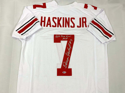 Dwayne Haskins Signed Ohio State Buckeyes White Custom Jersey W/2019 RB MVP BAS