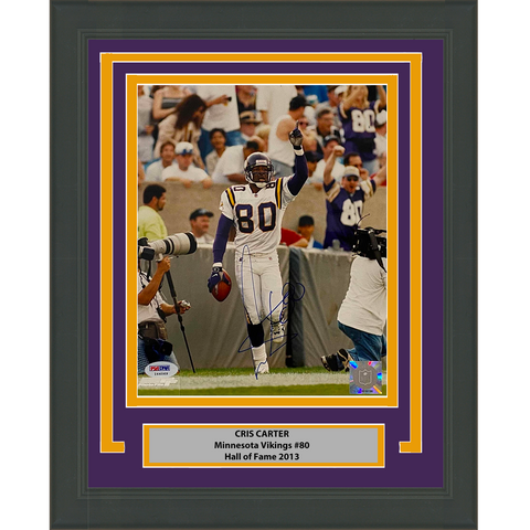 Framed Autographed/Signed Cris Carter Minnesota Vikings 8x10 Photo PSA/DNA COA