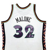 JAZZ KARL MALONE AUTOGRAPHED WHITE & PURPLE M&N 1995 AS JERSEY XL BECKETT 211885