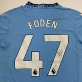 Autographed/Signed Phil Foden Manchester City Blue Soccer Futbol Jersey BAS COA