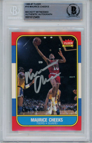 Maurice Cheeks Autographed 1986 Fleer #16 Trading Card Beckett 43913