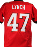 John Lynch Autographed Red SB Pro Style Jersey- Beckett W *Black