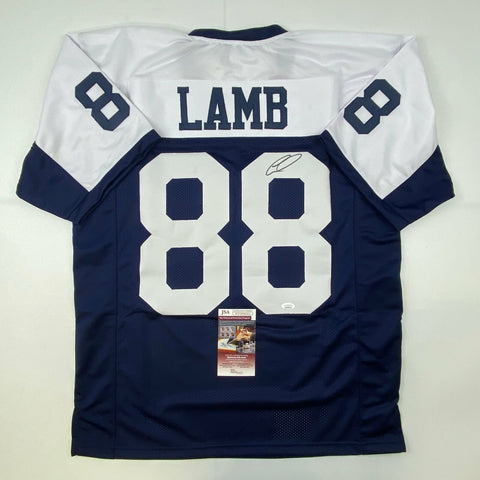 Autographed/Signed CeeDee Lamb Dallas Thanksgiving Day Football Jersey JSA COA