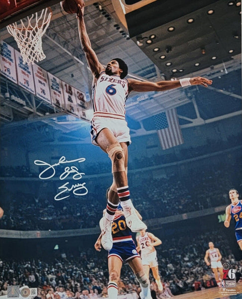 Julius Erving Autographed Philadelphia 76ers 16x20 Photo Beckett Witnessed #2