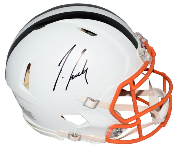 JERRY JEUDY SIGNED CLEVELAND BROWNS FLAT WHITE AUTHENTIC SPEED HELMET BECKETT