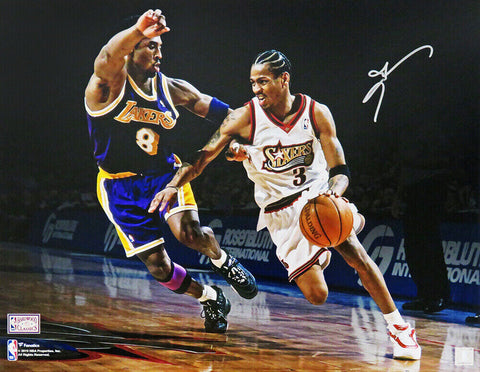 Allen Iverson Signed 76ers Action vs Kobe Bryant Spotlight 16x20 Photo -(SS COA)