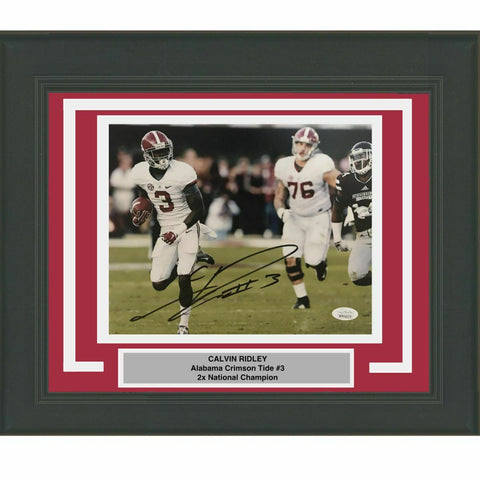 FRAMED Autographed/Signed CALVIN RIDLEY Alabama 8x10 College Photo JSA COA #5