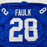 Autographed/Signed Marshall Faulk Indianapolis Blue Football Jersey JSA COA