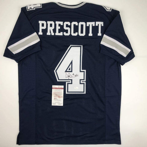 Autographed/Signed Dak Prescott Dallas Dark Blue Football Jersey JSA COA