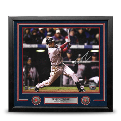 Dustin Pedroia 07 WS Swing Boston Red Sox Autographed 11x14 Framed Photo JSA PSA