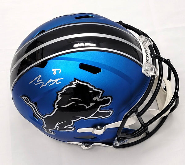 Sam LaPorta Signed Detroit Lions 2024 ALT Riddell Speed Replica Helmet Beckett