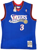 76ERS ALLEN IVERSON AUTOGRAPHED BLUE AUTHENTIC M&N 1999-00 HWC JERSEY L BECKETT