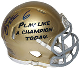 Jeremiah Owusu-Koramoah Signed Notre Dame Speed Mini Helmet Beckett 36256