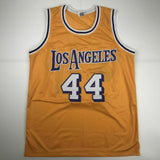 Autographed/Signed JERRY WEST Los Angeles LA Yellow Basketball Jersey JSA COA