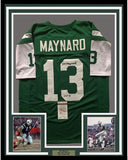 Framed Autographed/Signed Don Maynard HOF 87 35x39 New York Green Jersey JSA COA