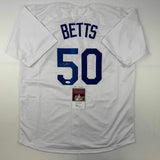 Autographed/Signed Mookie Betts Los Angeles LA White Baseball Jersey JSA COA