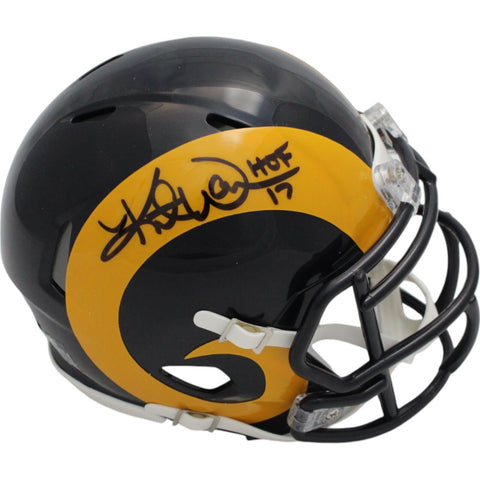 Kurt Warner Autographed/Signed St Louis Rams TB Mini Helmet HOF Beckett 46855