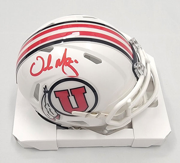 Urban Meyer Autographed Utah Utes White Mini Helmet Beckett Witnessed