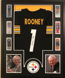 FRAMED DAN ROONEY AUTOGRAPHED SIGNED PITTSBURGH STEELERS JERSEY JSA COA