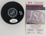 Mark Recchi Signed Pittsburgh Penguin Logo Hockey Puck (JSA COA) 577 NHL Goals