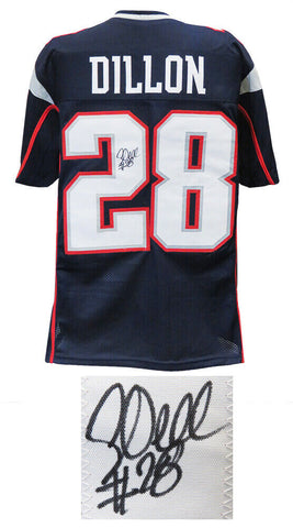 Corey Dillon PATRIOTS Signed Navy Custom Football Jersey - SCHWARTZ COA