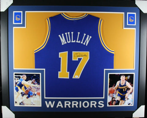 CHRIS MULLIN (Warriors blue SKYLINE) Signed Autographed Framed Jersey JSA