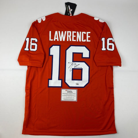 Autographed/Signed Trevor Lawrence Clemson Orange College Jersey Fanatics COA