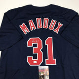 Autographed/Signed Greg Maddux Atlanta Blue Baseball Jersey JSA COA