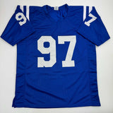 Autographed/Signed Laiatu Latu Indianapolis Blue Football Jersey JSA COA