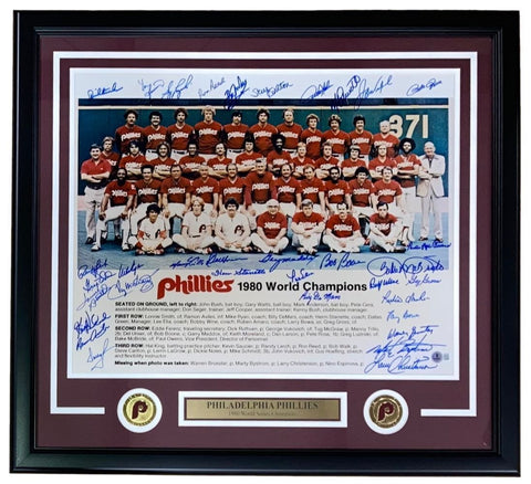 1980 Philadelphia Phillies (34) Team Signed Framed 16x20 Photo BAS LOA