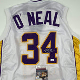 Autographed/Signed SHAQUILLE SHAQ O'NEAL Los Angeles LA White Jersey JSA COA