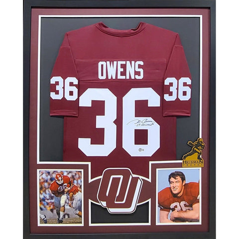 Steve Owens Autographed Signed Framed Oklahoma Heisman Jersey BECKETT