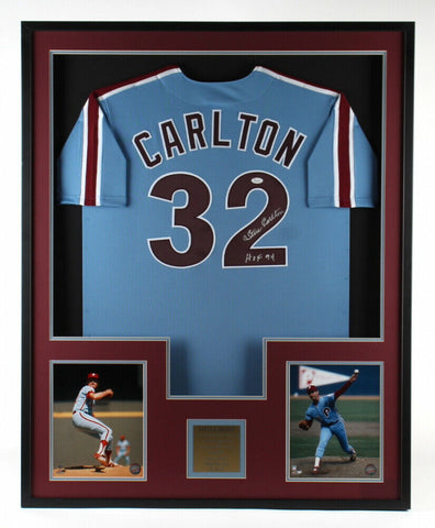 Steve Carlton Philadelphia Phillies Signed 33x41 Framed Jersey Display (JSA)