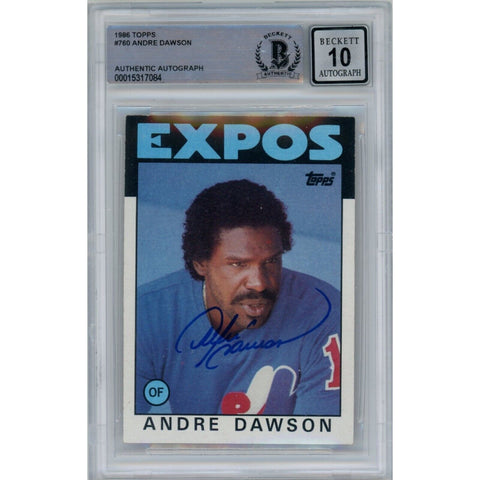 Andre Dawson Autographed 1986 Topps #760 Card Beckett 46355