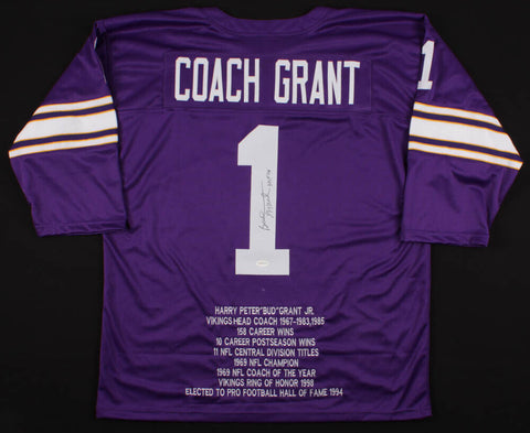 Bud Grant Signed Vikings Highlight Stat Jersey Inscribed "HOF '94" (TSE COA)