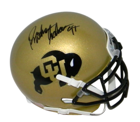 RASHAAN SALAAM SIGNED AUTOGRAPHED COLORADO BUFFALOES GOLD MINI HELMET JSA