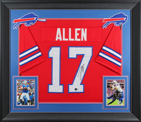 Josh Allen Authentic Signed Red Pro Style Framed Jersey BAS Witnessed