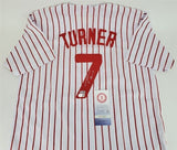 Trea Turner Signed Philidelphia Phillies Pinstriped Jersey (Beckett)