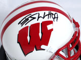 JJ Watt Autographed Badgers White Schutt Mini Helmet- JSA W Auth