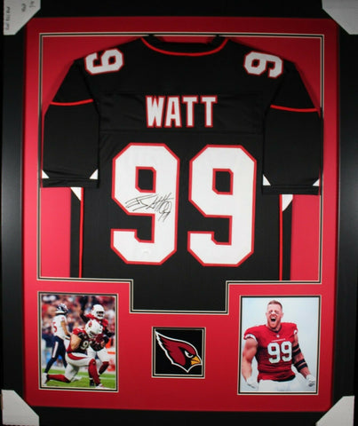 J.J. JJ WATT (Cardinals black TOWER) Signed Autographed Framed Jersey JSA