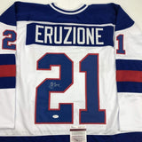 Autographed/Signed Mike Eruzione White Team Miracle On Ice 1980 Jersey JSA COA