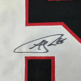 Framed Autographed/Signed Andrew Shaw 35x39 Chicago Black Hockey Jersey JSA COA