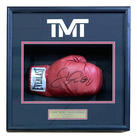 Floyd Mayweather Jr Signed Red Everlast RH Boxing Glove Shadowbox BAS ITP