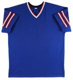 Jim Kelly, Thurman Thomas & Andre Reed Signed Blue Pro Style Jersey BAS Witness