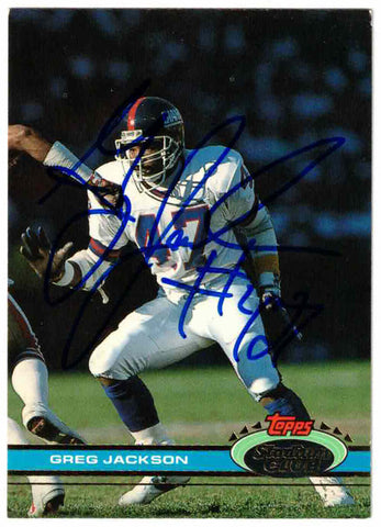 Greg Jackson Autographed 1991 Topps Stadium Club #32 Trading Card 46256