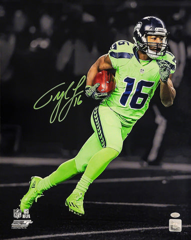 TYLER LOCKETT AUTOGRAPHED 16X20 PHOTO SEAHAWKS COLOR RUSH JERSEYS MCS 209203