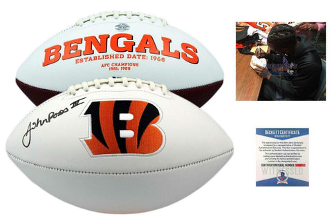 John Ross Autographed SIGNED Cincinnati Bengals Logo Football - Beckett w/ Photo