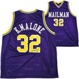 UTAH JAZZ KARL MALONE AUTOGRAPHED SIGNED PURPLE JERSEY JSA STOCK #215762